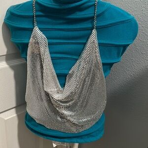 H&M Blogger’s Fav Metal Halter-neck backless Top medium nwot